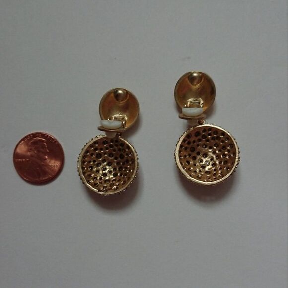 Vintage - black & gold tone clip-on earrings - Picture 3 of 3